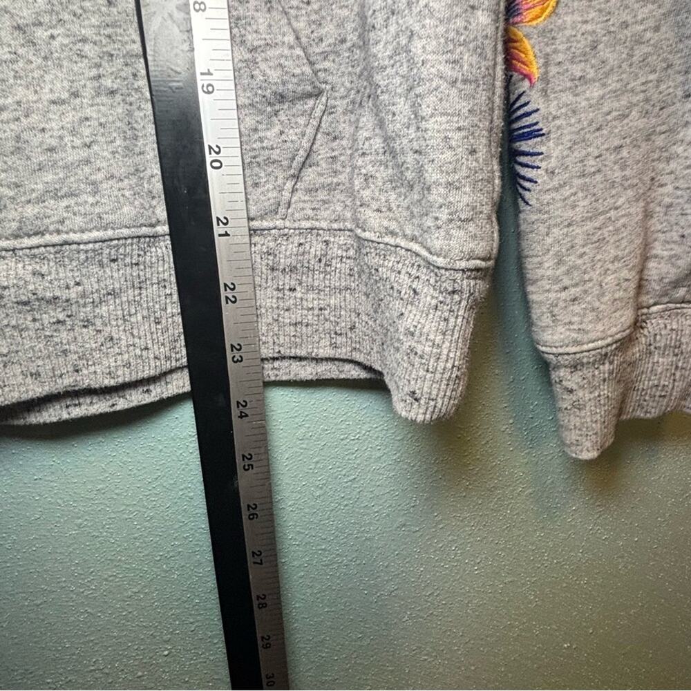 PINK Gray Quarter Zip Pullover with Tropical Embroidered Sleeve Detail – Size XS - Picture 9 of 9